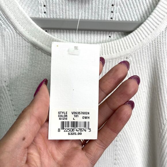 Vince Sweater Women's Large White Side Zip Crewneck Pullover NWT - Picture 4 of 8